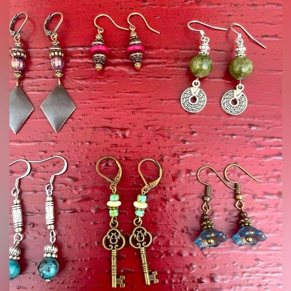 Earring Lot 10 Pair Hand Crafted Artisan Earrings Bohemian Earrings NEW # 193 - Picture 4 of 5